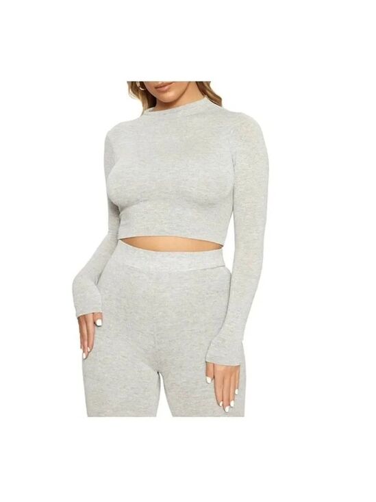naked wardrobe Tops - Naked Wardrobe THE NW CROP TOP IN HEATHER GREY Sz M